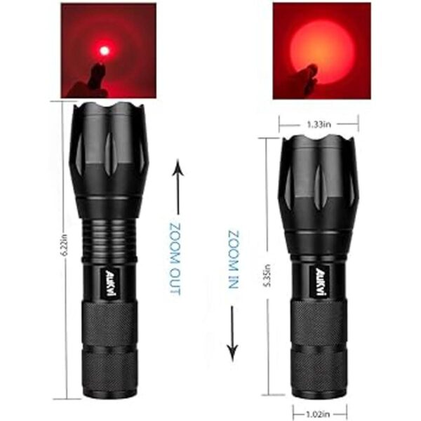2 potentes linternas LED rojas de un solo modo de largo