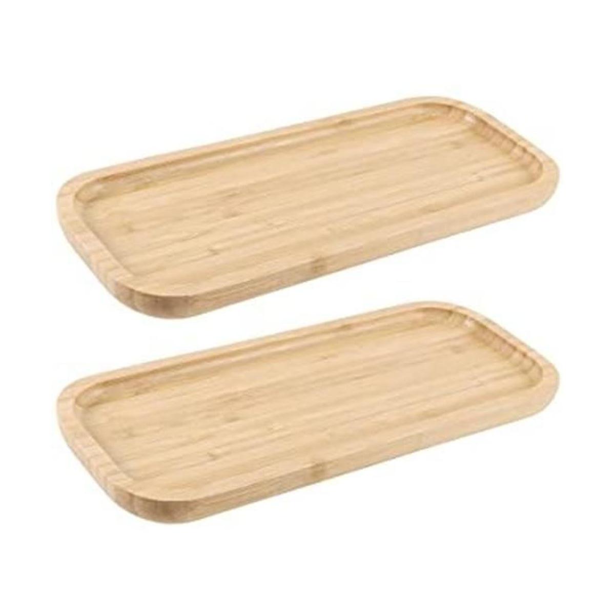 2 platillos rectangulares de bambú de 5 x 12 pulgadas