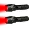 2 potentes linternas LED rojas de un solo modo de largo