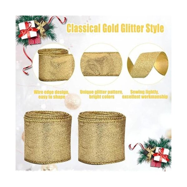 2 rollos de cinta de decoración de Navidad de 20 yardas