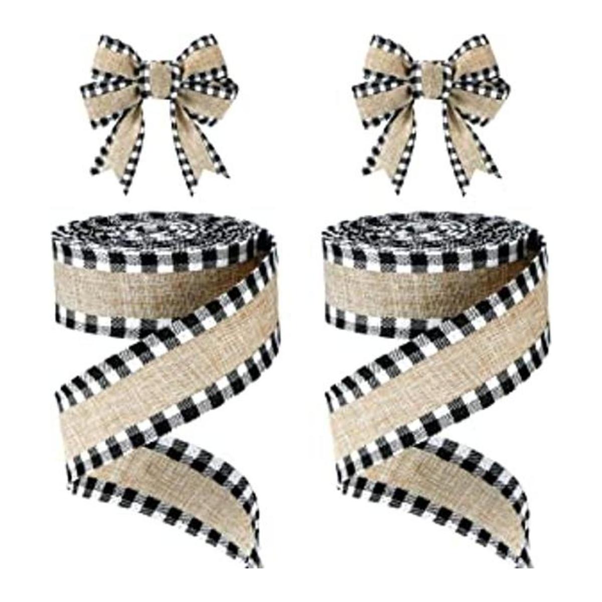 2 rollos de cinta de arpillera de Navidad con borde de