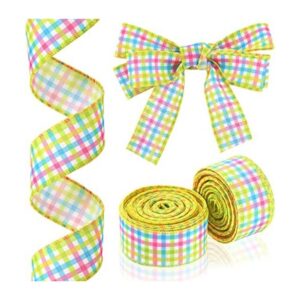 2 rollos de cinta de Pascua de 20 yardas con alambre