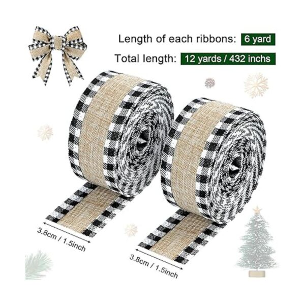 2 rollos de cinta de arpillera de Navidad con borde de_2
