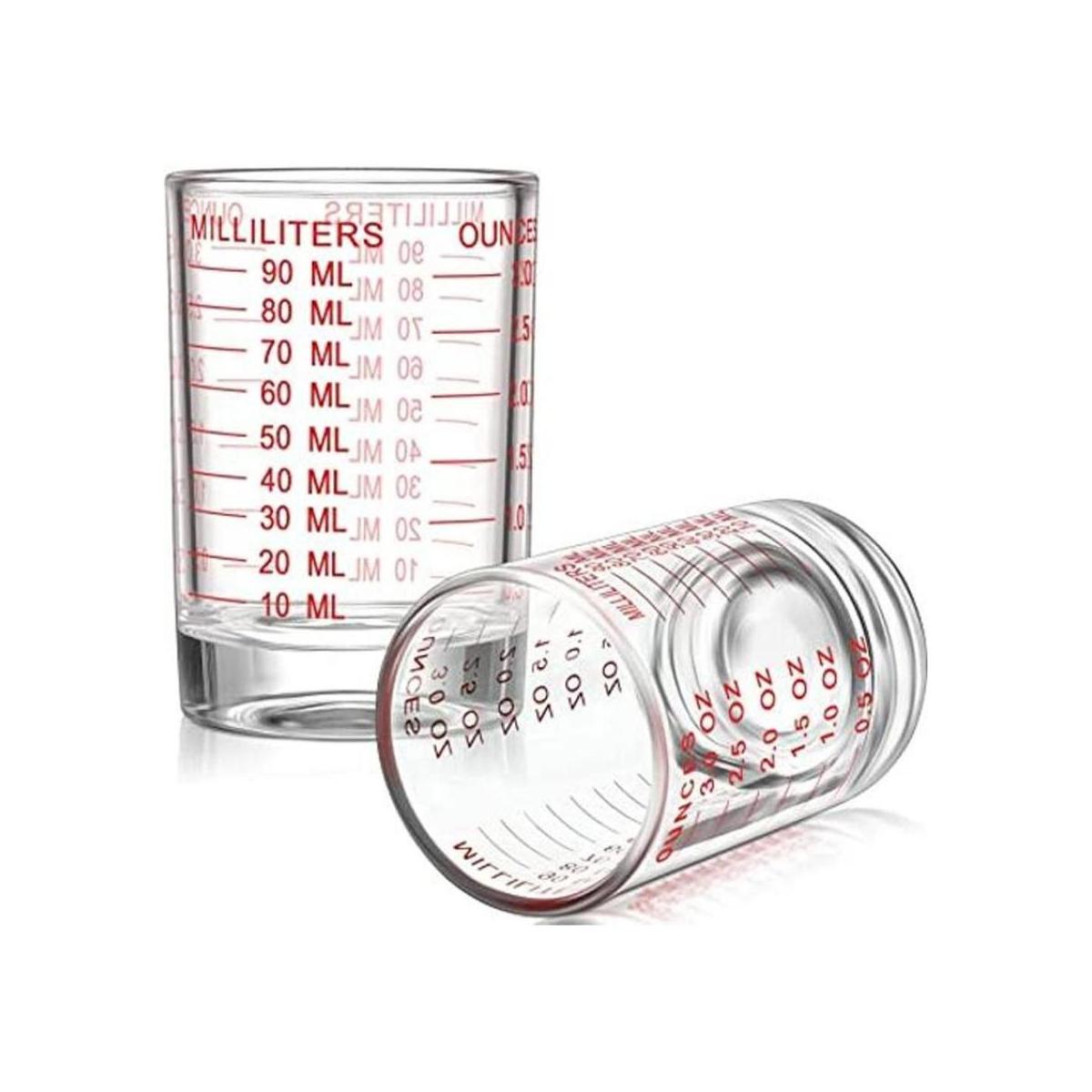 2 unidades de 3 oz de vaso de tiro de vidrio medido mini