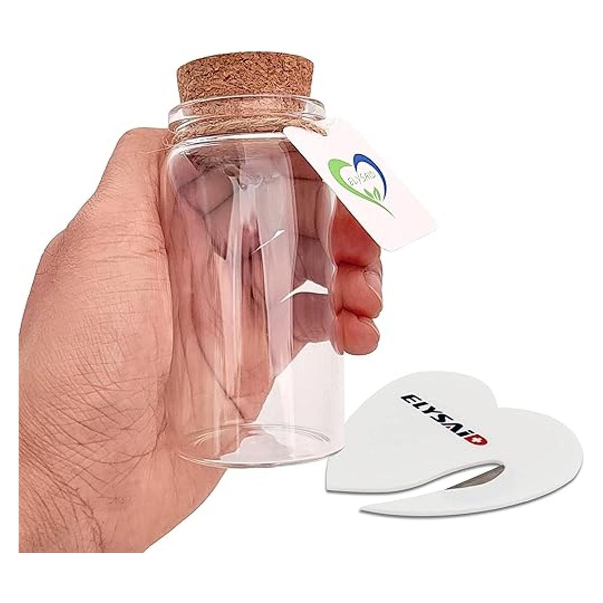 2 unidades de botellas de vidrio transparentes con tapón