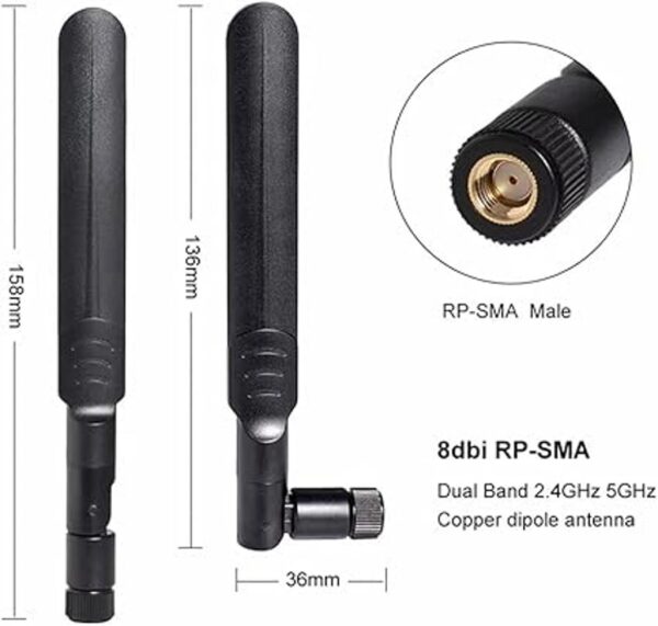 2 x 8dBi WiFi RPSMA Antena macho de 2.4 GHz 5.8 GHz de_3
