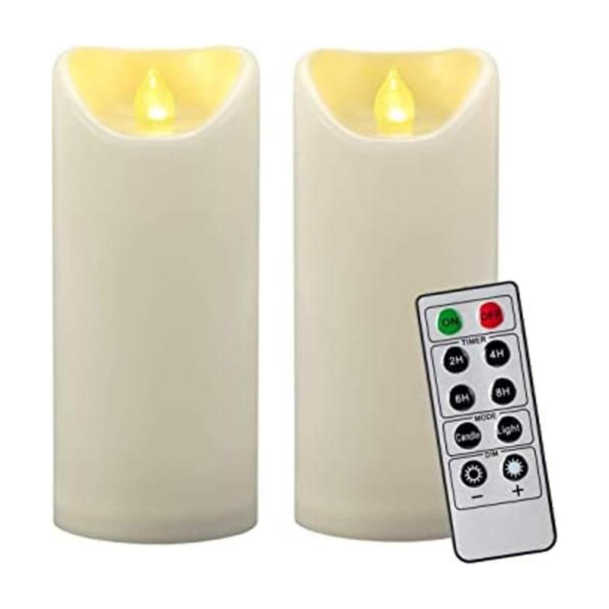 2 velas LED de pilar sin llama impermeables de 7 pulgadas