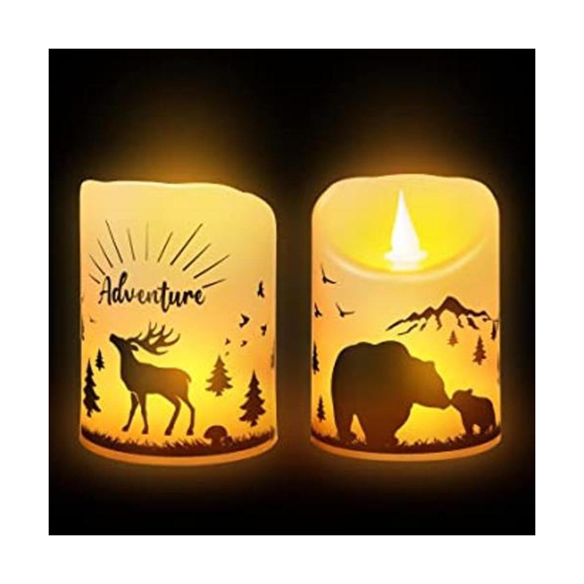 2 velas LED sin llama de Navidad con temporizador de 8