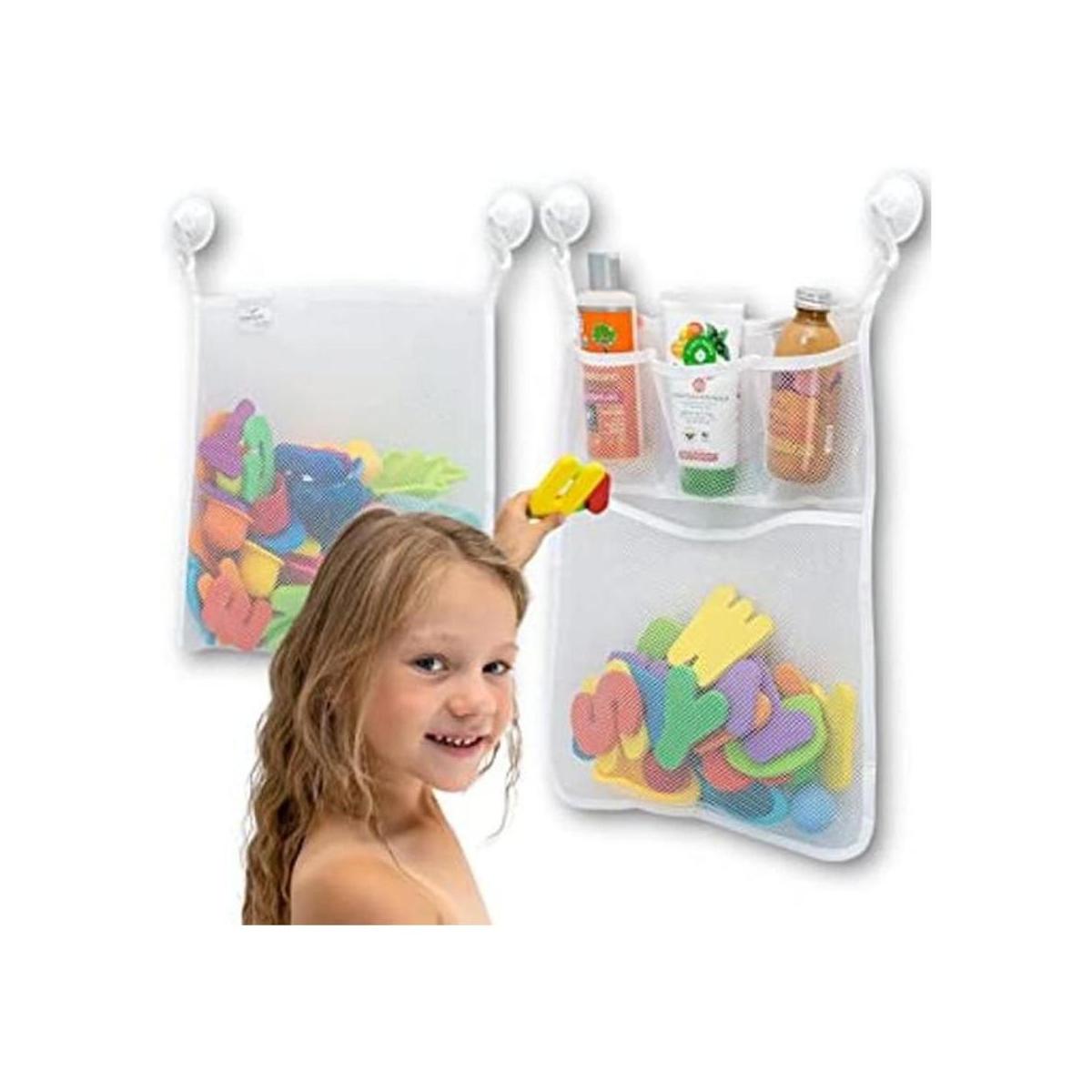 2 x Mesh Organizador de juguetes para baño 6 ganchos