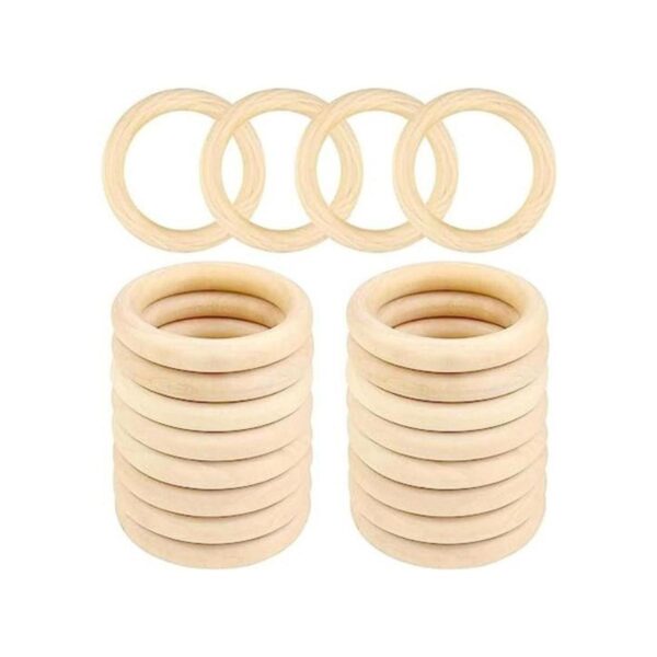 20 anillos de madera de 2.756 in naturales sin terminar
