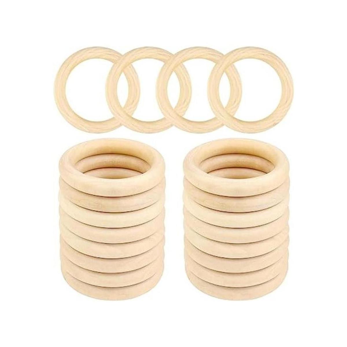 20 anillos de madera de 2.756 in naturales sin terminar