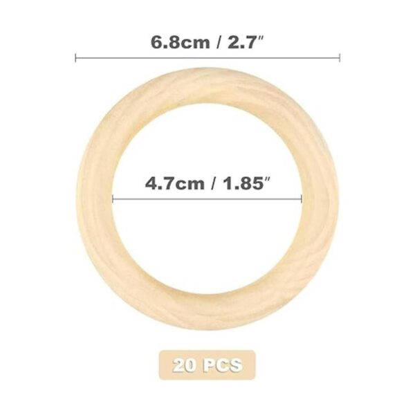 20 anillos de madera de 2.756 in naturales sin terminar