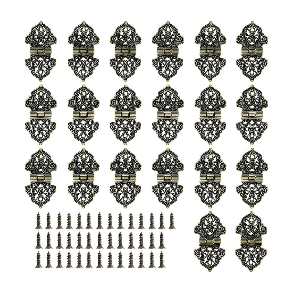 20 bisagras decorativas antiguas de bronce con diseño de