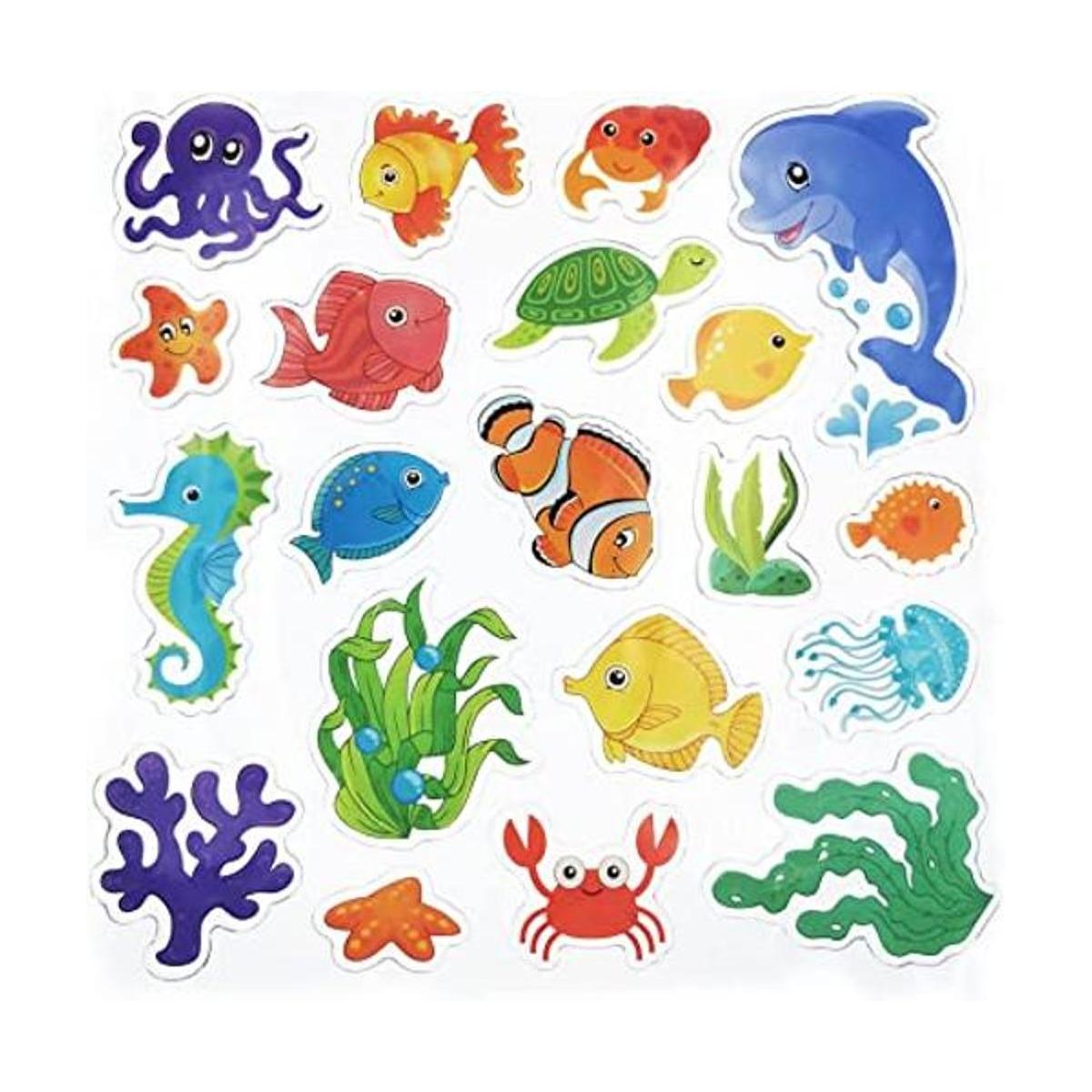 20 calcomanías de gel grueso de animales marinos