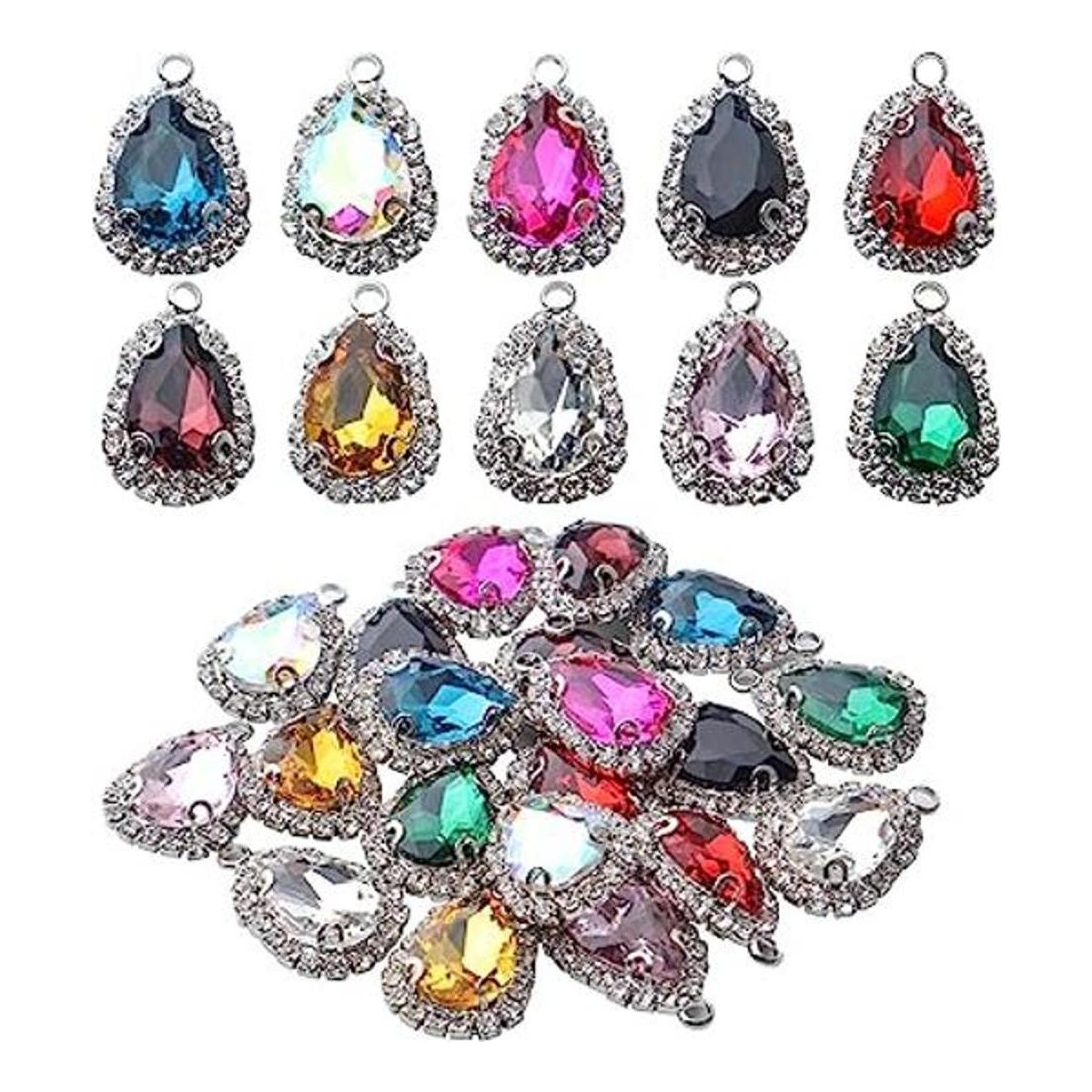 20 colgantes de abalorios de cristal con forma de gota de
