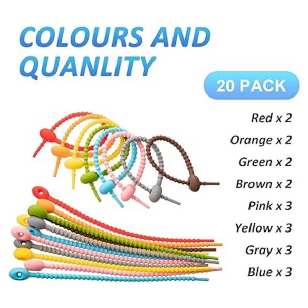 20 bridas de silicona coloridas para bolsa correas para