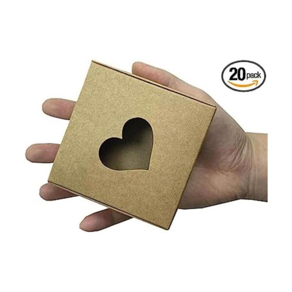 20 cajas de papel Kraft marrón con ventana en forma de_1