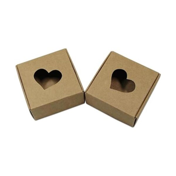 20 cajas de papel Kraft marrón con ventana en forma de_3