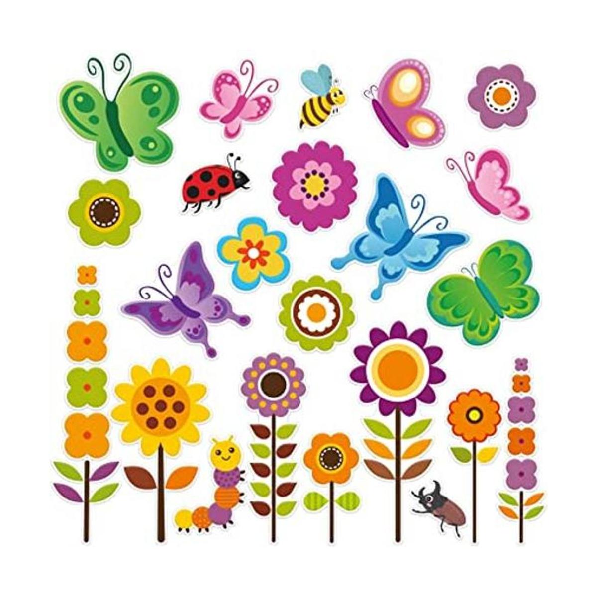 20 calcomanías de gel gruesas de flores de primavera