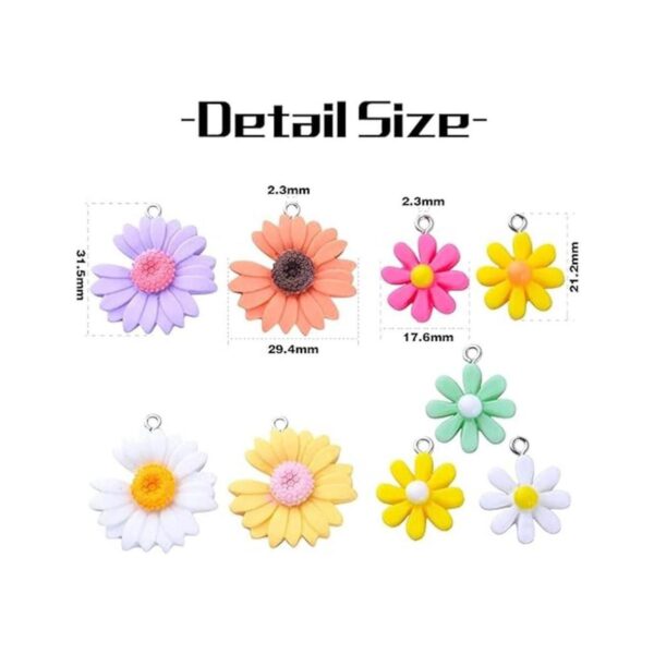 20 colgantes de flores de colores con colgante de resina