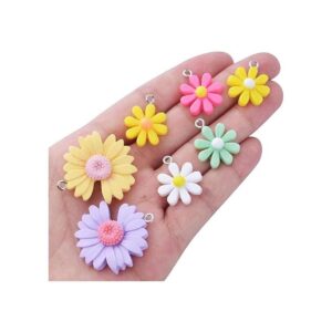 20 colgantes de flores de colores con colgante de resina