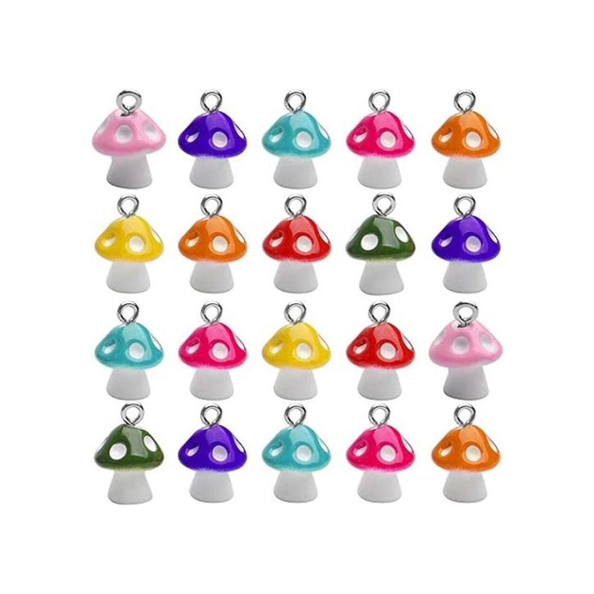 20 colgantes de hongos coloridos de resina para hacer