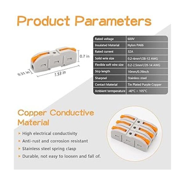 20 conectores de cable compactos de 1 conductor