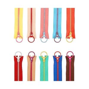 20 cremalleras de resina coloridas con tiradores de anillo