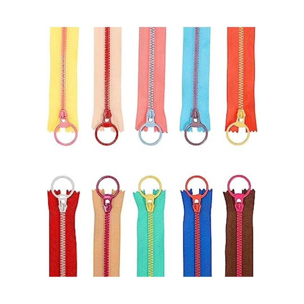 20 cremalleras de resina coloridas con tiradores de anillo