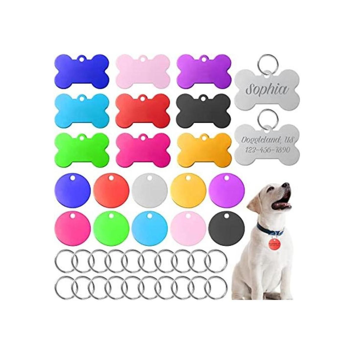 20 etiquetas de identificación de perro de aluminio
