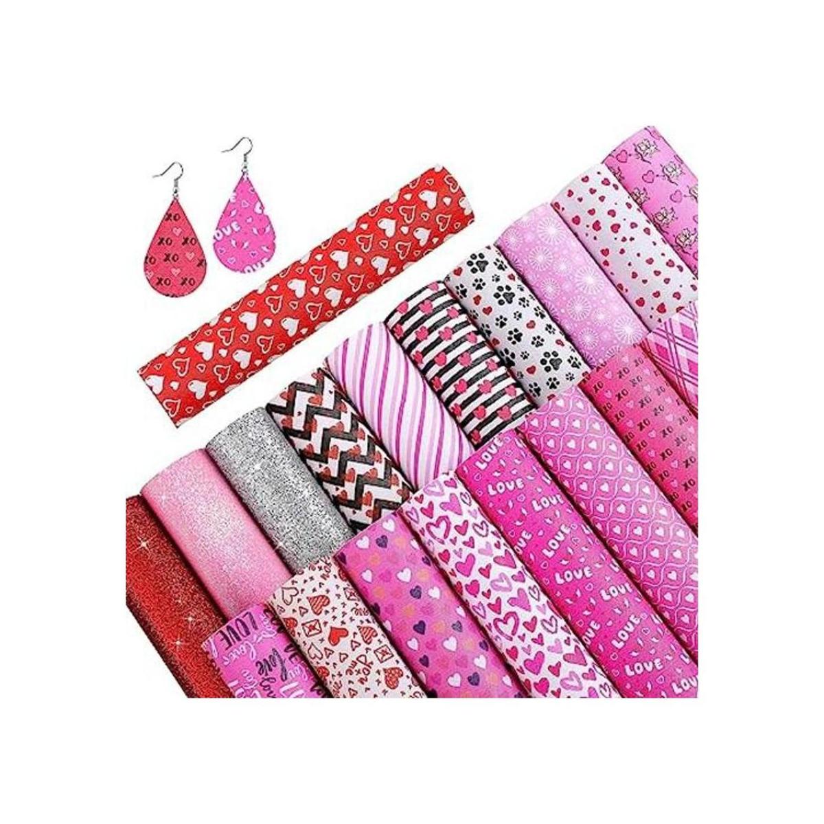 20 hojas de piel sintética para San Valentín con diseño