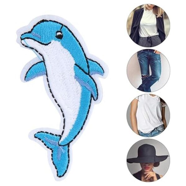 20 parches termoadhesivos con patrón de delfines bordados