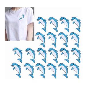 20 parches termoadhesivos con patrón de delfines bordados