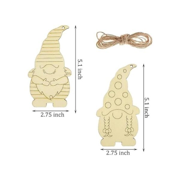 20 piezas de adornos colgantes de gnomo de madera sin