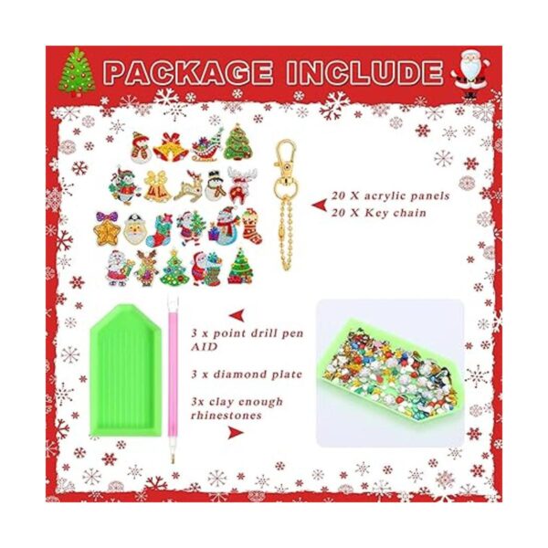 20 piezas de adornos de pintura de diamantes de Navidad de