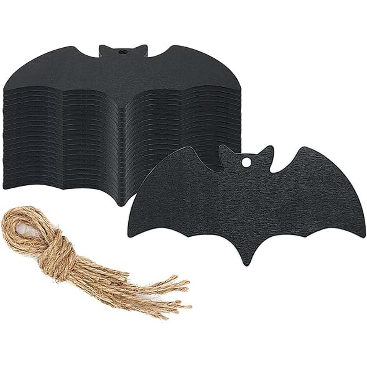 20 piezas de madera en forma de murciélago negro DIY