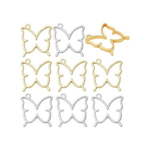 20 piezas de mariposa abierta bisel colgante resina moldes