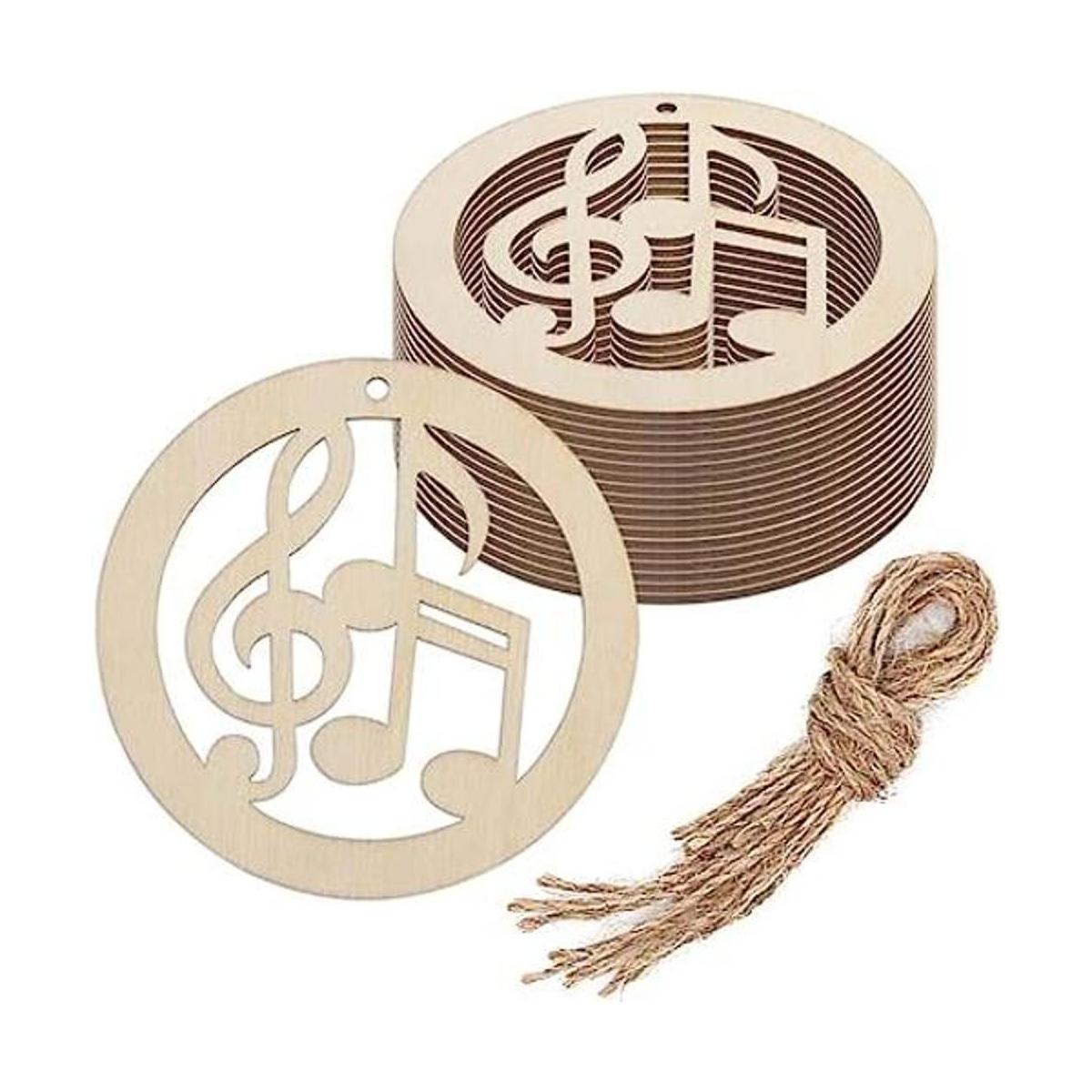 20 piezas de notas musicales de madera para manualidades