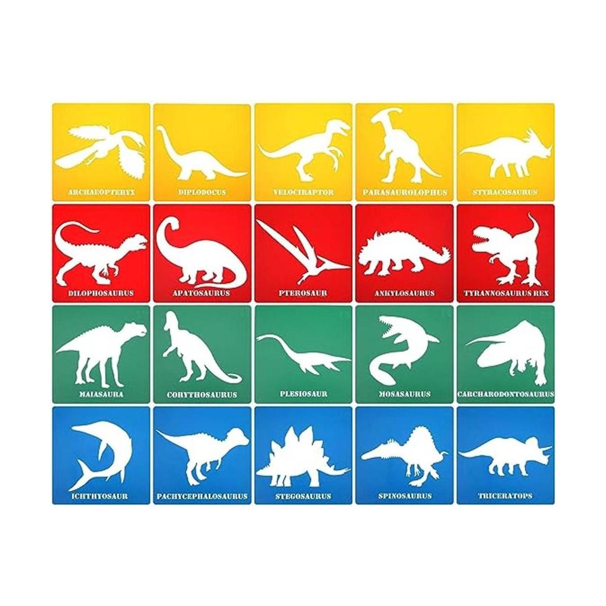 20 plantillas de dinosaurio para niños coloridas