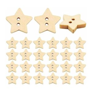 200 botones de estrella de madera con 2 agujeros botones