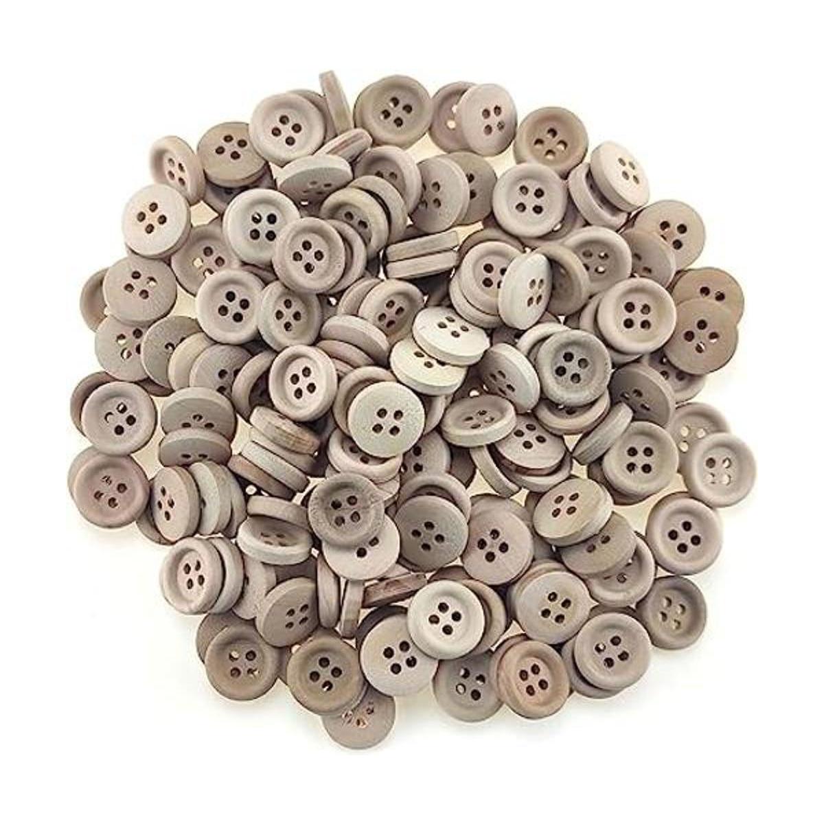 200 botones redondos de madera de 0.591 in 0.6 pulgadas