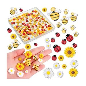 200 piezas de mini cuentas de resina de girasol y abejas