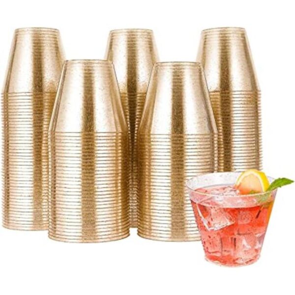 200 vasos de plástico con purpurina de 9 onzas vasos_1