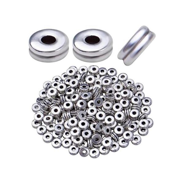 200pcs 0.236 in plata plana redonda espaciador cuentas