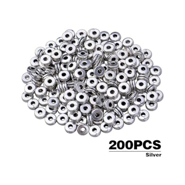 200pcs 0.236 in plata plana redonda espaciador cuentas