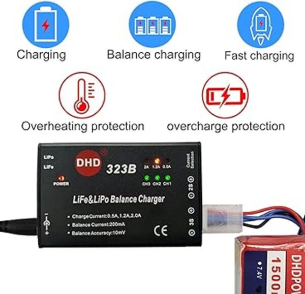 20W 2A DHD 323B RC Balance Cargador con 12V 2A Adaptador
