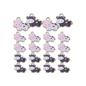 20pcs Esmalte Vaca Encantos Colgantes Encantos Animal