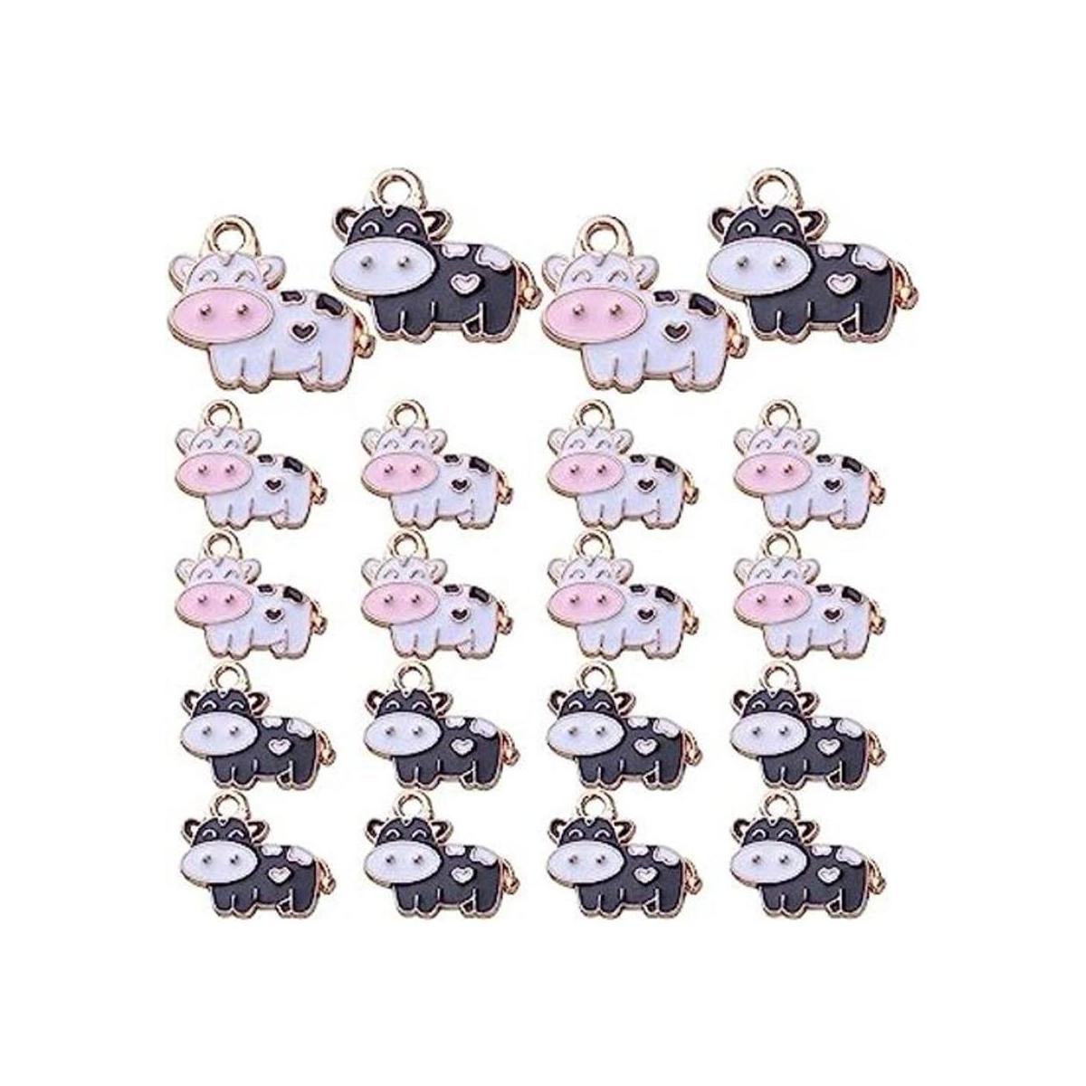 20pcs Esmalte Vaca Encantos Colgantes Encantos Animal