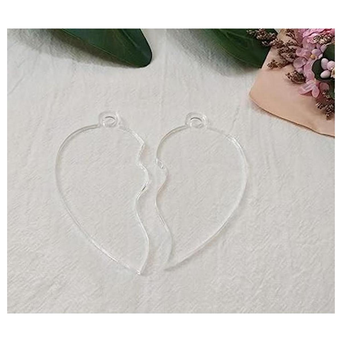 20pcs DIY acrílico transparente en blanco medio corazón