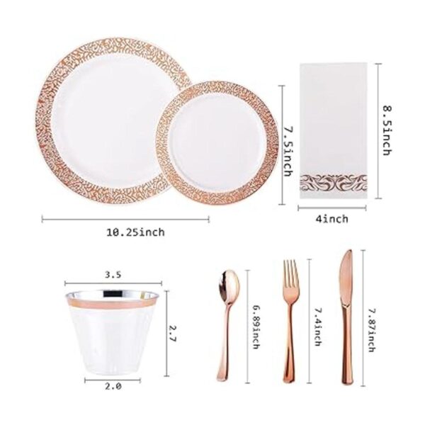 210 platos desechables de plástico de color oro rosa 30
